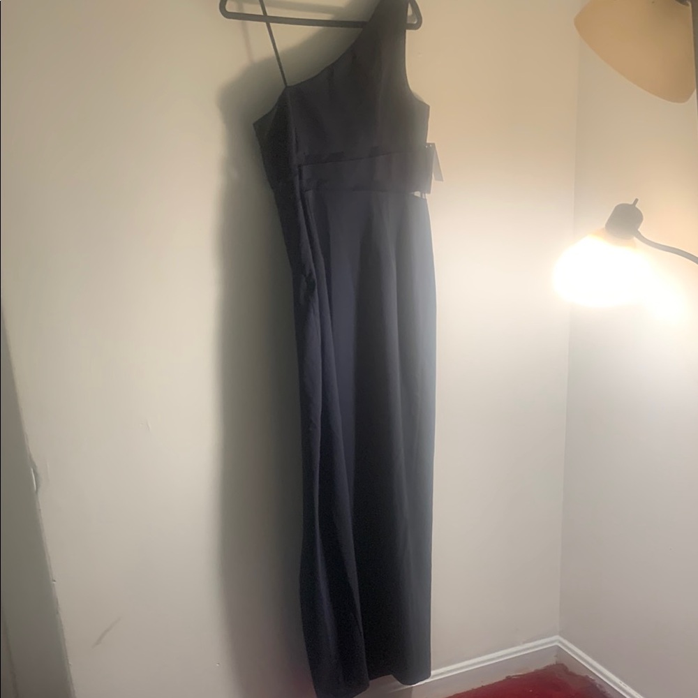 Blue One-Shoulder Sleeveless Gown for Weddings, elegant.